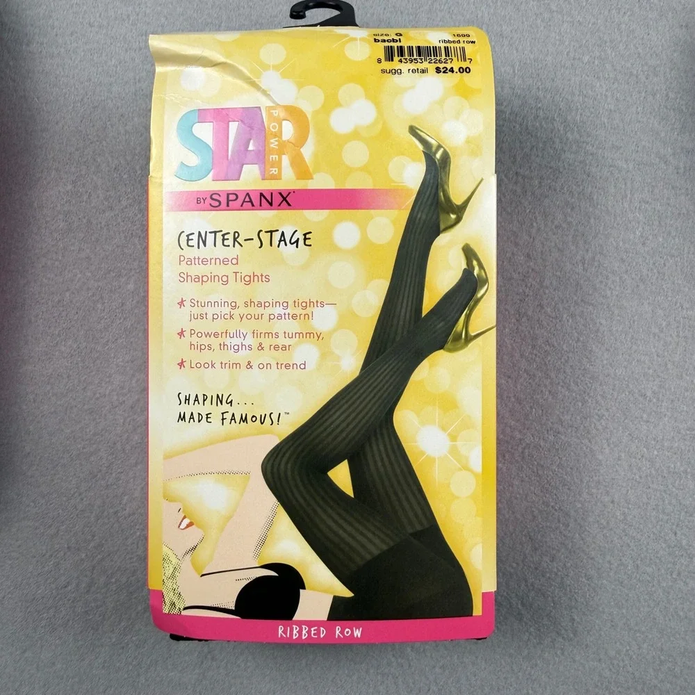 Spanx Star Power Womens Size G Center Stage Shaping Tights Black Ribbed Lot of 3